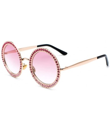 Round Round Diamond Sunglasses Multicolor Glasses Gold Frame Transparent Drill Suits Catwalk Chrismas Gifts - CM18A35H9YM $41.70