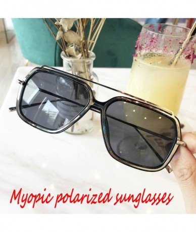 Goggle Vintage Men Square Frame Double Beam Myopic Polarized Sunglasses Ladies Nearsighted Glasses - CJ18WTRTOX4 $59.21