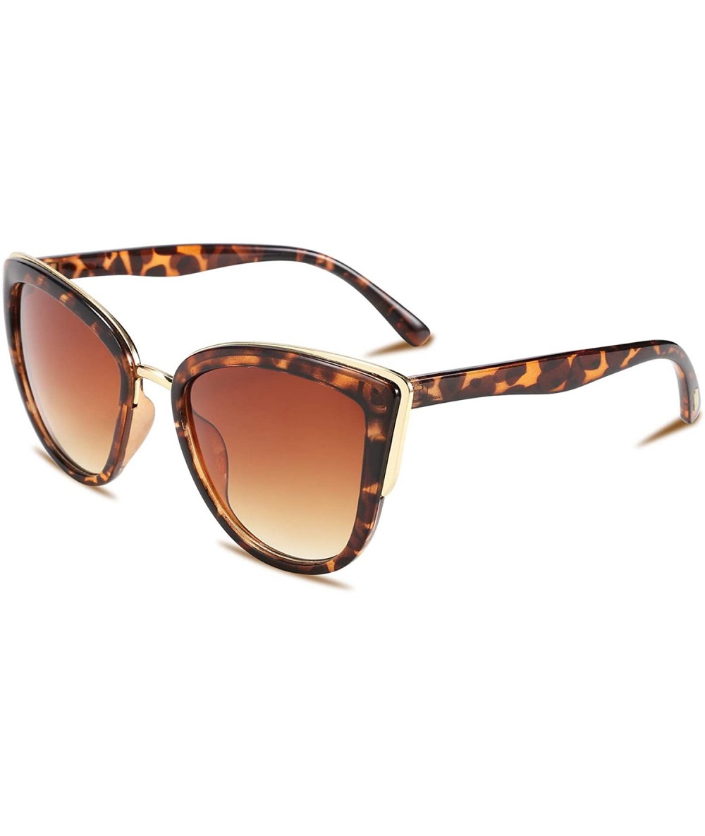 Oversized Cateye Sunglasses Women Vintage Cat Eye Female Ladies Sun Glasses B2498 - Leopard - CO18SYLNCR0 $22.98