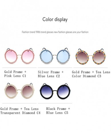 Round Round Diamond Sunglasses Multicolor Glasses Gold Frame Transparent Drill Suits Catwalk Chrismas Gifts - CM18A35H9YM $41.70