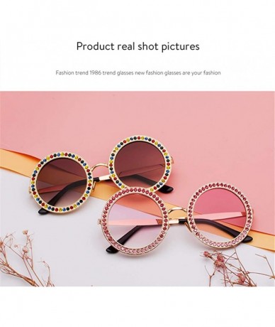 Round Round Diamond Sunglasses Multicolor Glasses Gold Frame Transparent Drill Suits Catwalk Chrismas Gifts - CM18A35H9YM $41.70