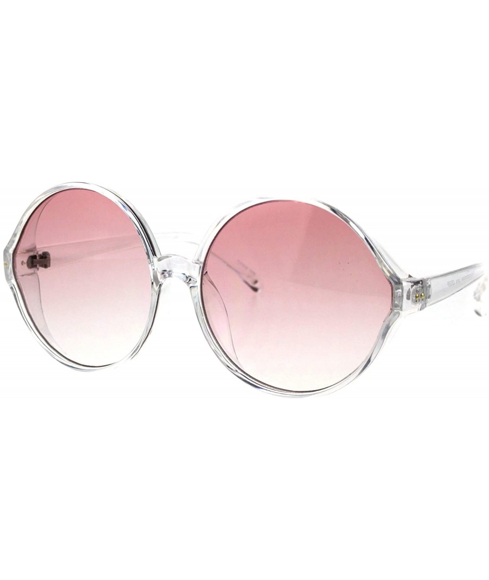 Oversized Oversized Round Sunglasses Womens Circle Frame Designer Style UV 400 - Clear (Pink) - CQ18OUNRUMS $21.71