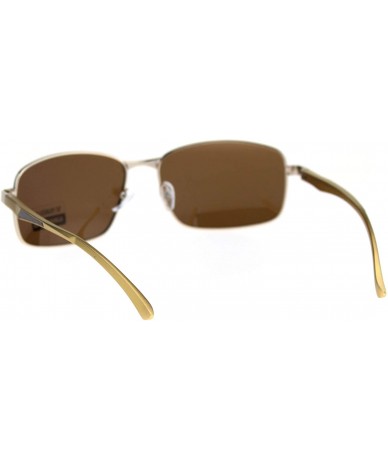 Rectangular TAC Polarized Lens Mens Rectangular Sunglasses Aluminum Temple Spring Hinge - Gold (Brown) - CU1923CDUN4 $23.13