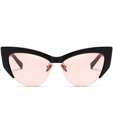 Cat Eye Cateye Sunglasses for Women Vintage Retro Cat Eye Half Rimmed glasses - C3 - CG18G9774AO $30.21