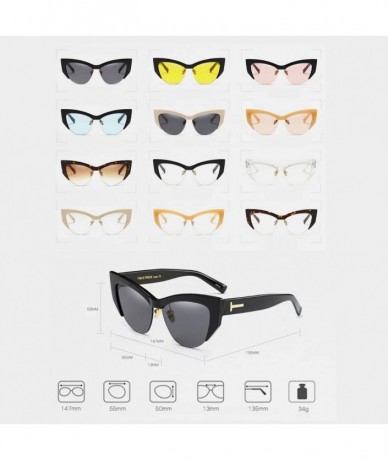 Cat Eye Cateye Sunglasses for Women Vintage Retro Cat Eye Half Rimmed glasses - C3 - CG18G9774AO $30.21