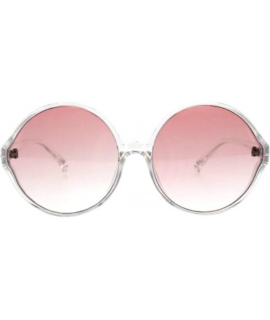 Oversized Oversized Round Sunglasses Womens Circle Frame Designer Style UV 400 - Clear (Pink) - CQ18OUNRUMS $21.71