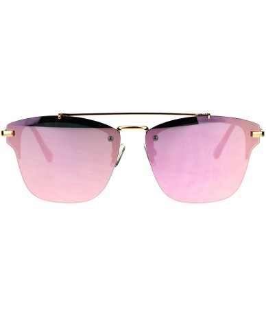 Rectangular Rimless Designer Mens Fashion Luxury Sunglasses - Gold Pink - C9189LY55XW $27.25