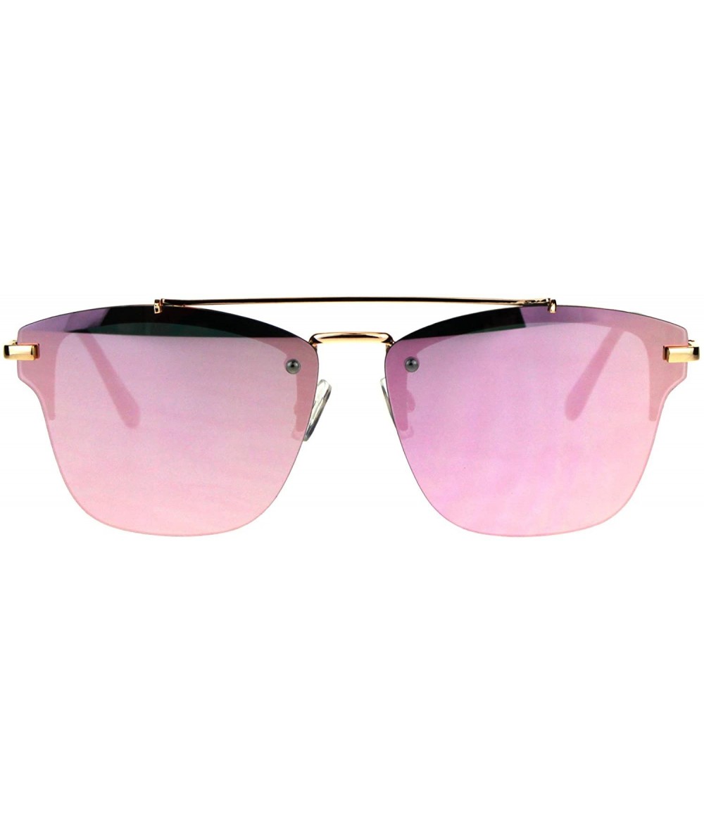 Rectangular Rimless Designer Mens Fashion Luxury Sunglasses - Gold Pink - C9189LY55XW $27.25