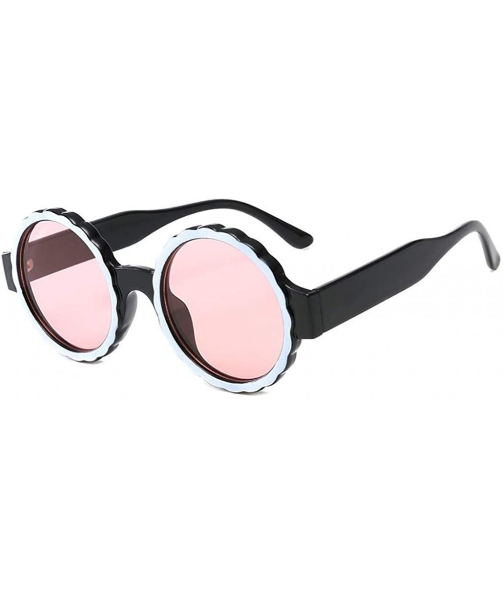 Goggle Women's Fashion Round Frame Sunglasses Integrated Gas Radiation Protection Glasses - Pink - CX18TQY2EC5 $17.60