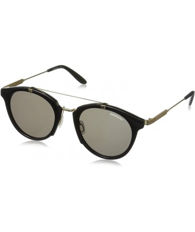 Round Men's CA126/S Round Sunglasses - Shiny Black Gold/Brown Gray - C112N33Q8B4 $97.97