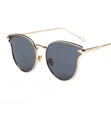 Cat Eye Over-sized Cat Eye Mirrored Sunglasses - Black/Gold - CU18H4ETW7E $20.98