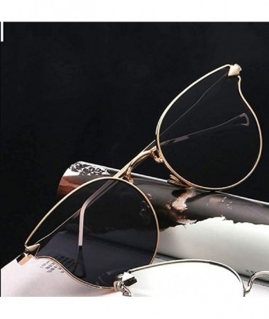 Cat Eye Over-sized Cat Eye Mirrored Sunglasses - Black/Gold - CU18H4ETW7E $20.98