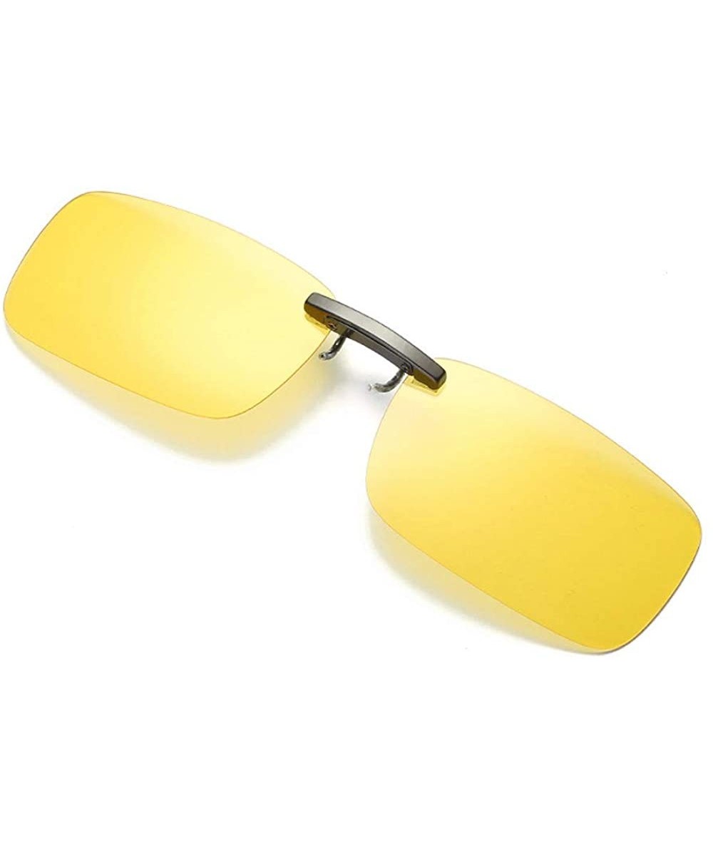 Oval Detachable Night Vision Lens Driving Metal Polarized Clip On Glasses Sunglasses - Yellow - C718TMAO05X $17.46