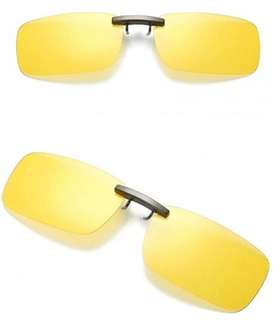 Oval Detachable Night Vision Lens Driving Metal Polarized Clip On Glasses Sunglasses - Yellow - C718TMAO05X $17.46