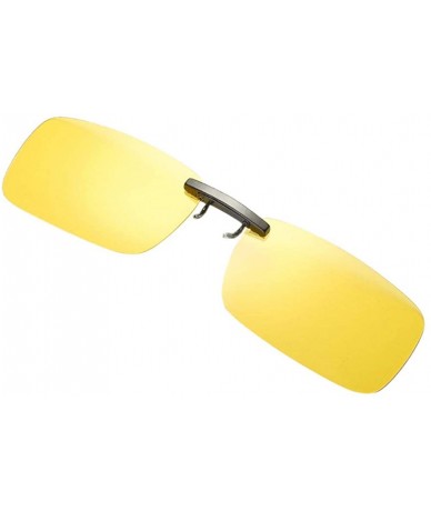 Oval Detachable Night Vision Lens Driving Metal Polarized Clip On Glasses Sunglasses - Yellow - C718TMAO05X $17.46