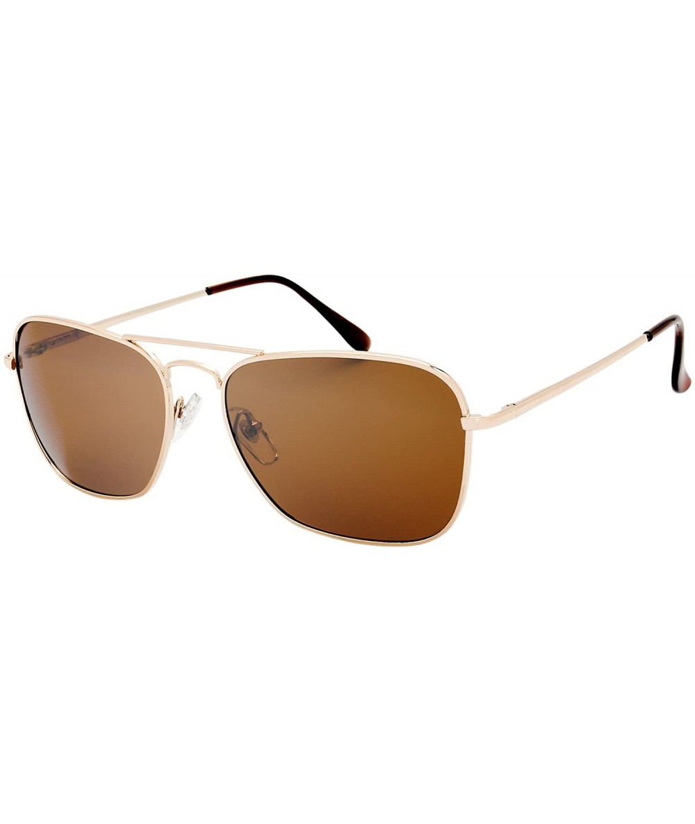 Sport Classic Retro Metal Frame Polarized Sunglasses Rectangular Sun Glasses - 1-gold - CV18C766YU3 $25.37