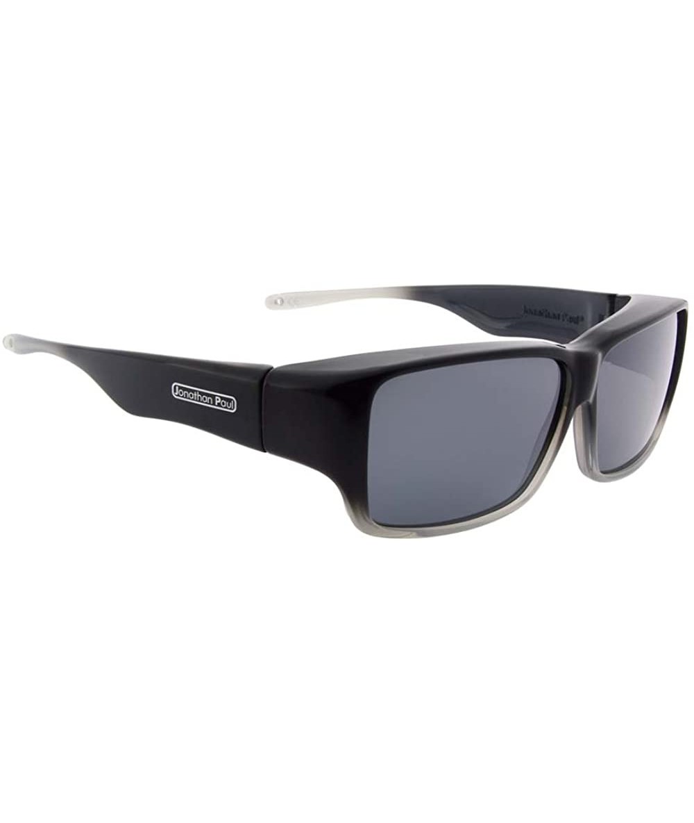 Rectangular Jonathan Paul Fitovers Oogee Large Black Fade Polarized Gray Sunglasses - CH183L4QL30 $93.76