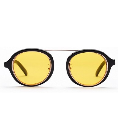 Oval Women's Retro Cat Eye Oval Shades Frame UV Protection Polarized Sunglasses - Yellow - CT18E7ME936 $23.48