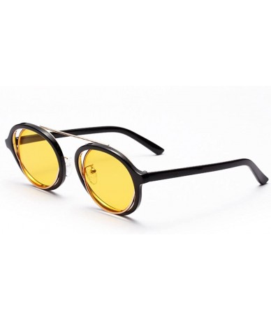 Oval Women's Retro Cat Eye Oval Shades Frame UV Protection Polarized Sunglasses - Yellow - CT18E7ME936 $23.48