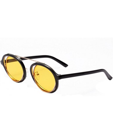 Oval Women's Retro Cat Eye Oval Shades Frame UV Protection Polarized Sunglasses - Yellow - CT18E7ME936 $23.48