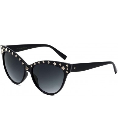 Cat Eye Bronx Sharp Cat Eye Studs Sunglasses - Smoke Silver - CS196XESG5S $26.18