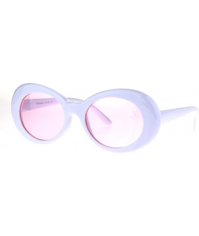 Oval Womens Thick White Plastic Oval Feminine Retro Pop Color Lens Sunglasses - Pink - CI185R6T8AS $18.97