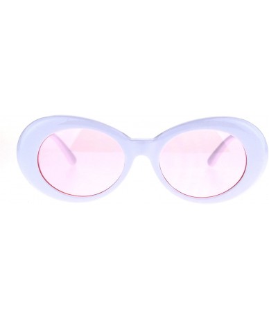 Oval Womens Thick White Plastic Oval Feminine Retro Pop Color Lens Sunglasses - Pink - CI185R6T8AS $18.97