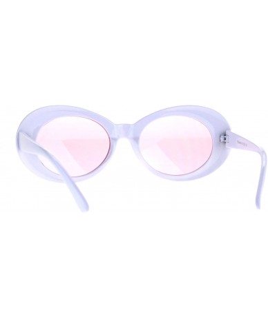 Oval Womens Thick White Plastic Oval Feminine Retro Pop Color Lens Sunglasses - Pink - CI185R6T8AS $18.97