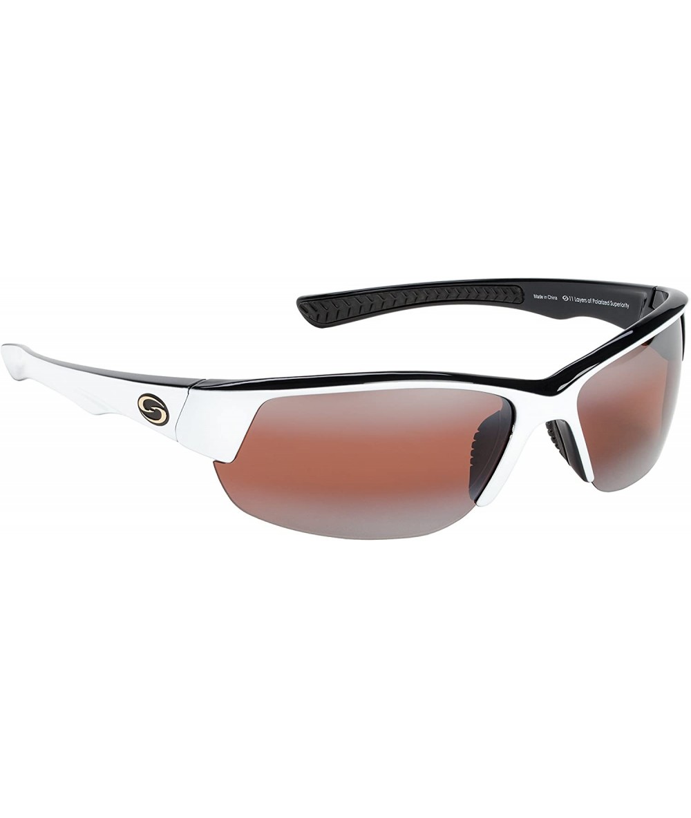 Semi-rimless S11 Optics Gulf Polarized Sunglasses - White-Black Frame - DAB Amber Lens - CG1105CAOYB $65.21