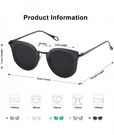 Oversized Fashion Round Polarized Sunglasses for Women UV400 Mirrored Lens SJ1057 - C6 Black Frame/Grey Lens - C917YLSHLRR $2...