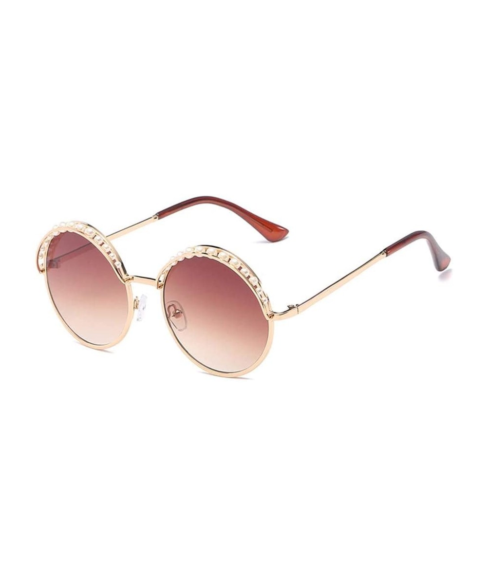 Round Ladies Elegant Round Sunglasses Women Metal Frame Pink Yellow Blue Ocean Sun Glasses - 2 - CC18QADCQX0 $60.34