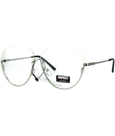 Aviator Clear Lens Glasses Topless Half Rim Aviator Style Fashion Eyeglasses - Silver - CE188EYUMCQ $20.34