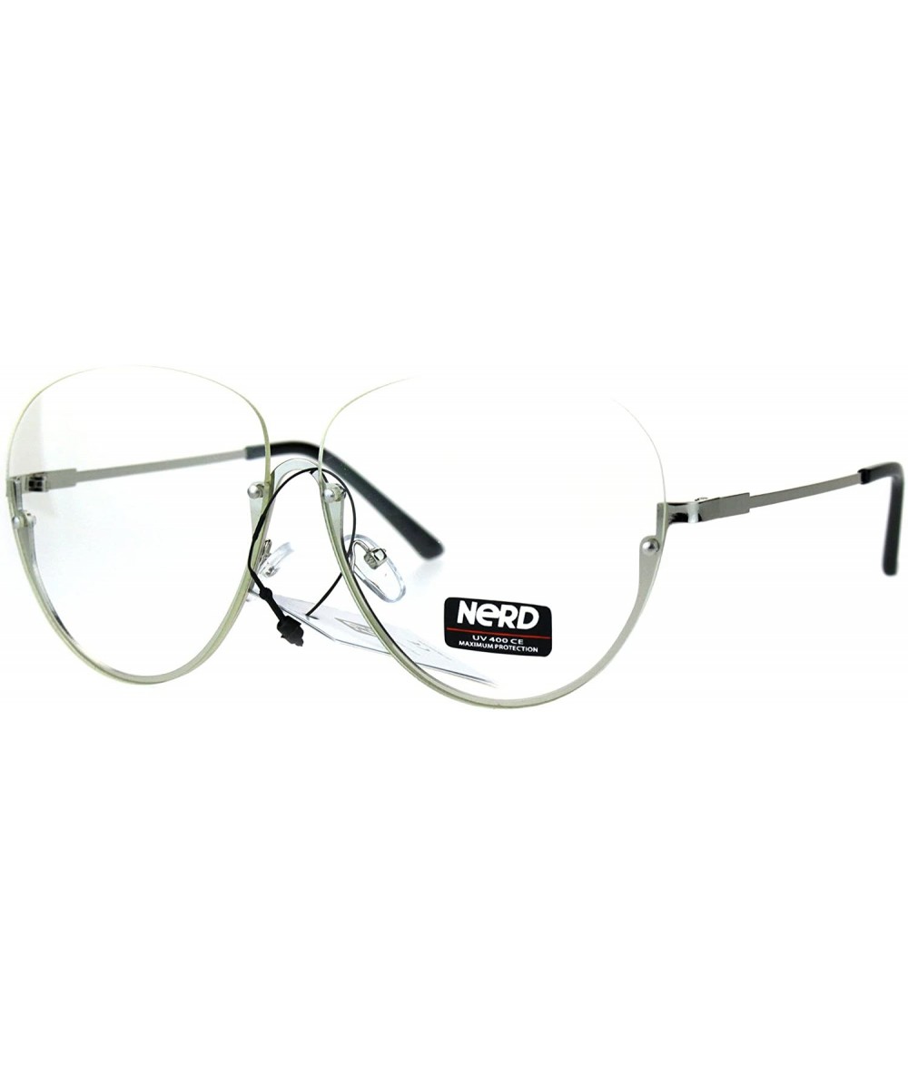 Aviator Clear Lens Glasses Topless Half Rim Aviator Style Fashion Eyeglasses - Silver - CE188EYUMCQ $20.34