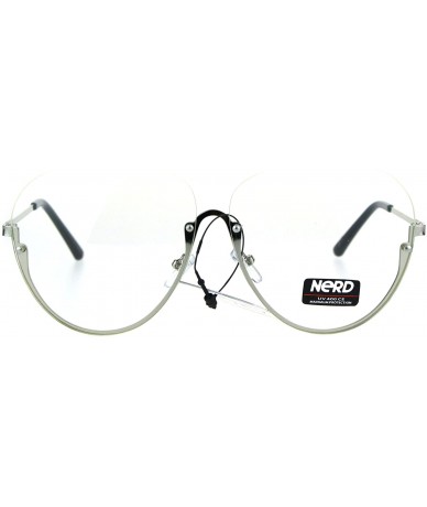 Aviator Clear Lens Glasses Topless Half Rim Aviator Style Fashion Eyeglasses - Silver - CE188EYUMCQ $20.34