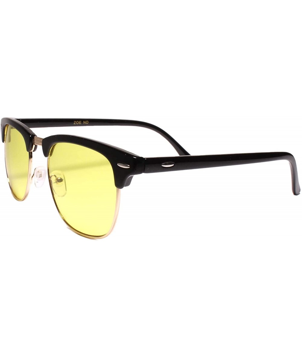 Square Classic Vintage Retro Horn Rimmed Driving Sunglasses Gold Rimmed - Yellow - CY18Z0LEWD5 $23.01