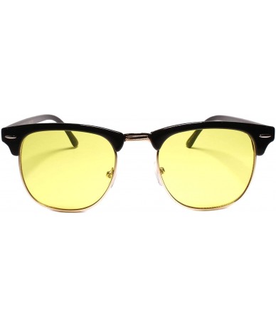 Square Classic Vintage Retro Horn Rimmed Driving Sunglasses Gold Rimmed - Yellow - CY18Z0LEWD5 $23.01