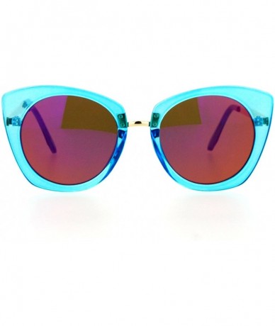 Butterfly Womens Mirrored Metal Bridge Flat Lens Thick Plastic Butterfly Sunglasses - Blue Purple - C012EPTIPJB $23.49