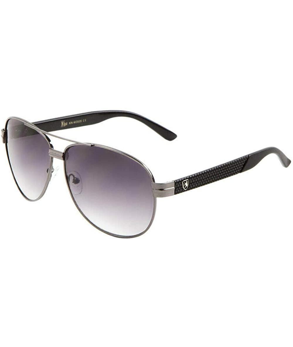 Aviator Khan Classic Retro Sport Aviator Sunglasses - Black & Gunmetal Frame - CN18X00R0NU $22.75