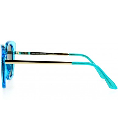 Butterfly Womens Mirrored Metal Bridge Flat Lens Thick Plastic Butterfly Sunglasses - Blue Purple - C012EPTIPJB $23.49