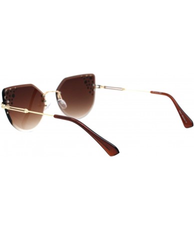 Butterfly Rhinestone Fashion Sunglasses Womens Rimless Butterfly Shades UV 400 - Gold (Brown) - C9194INO0G9 $22.35