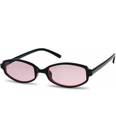 Oval 90's Retro Candy Colored Lens Sunglasses Slim Lightweight Plastic Vintage Style Frame Oval Shape - CT18GKONYZX $20.68