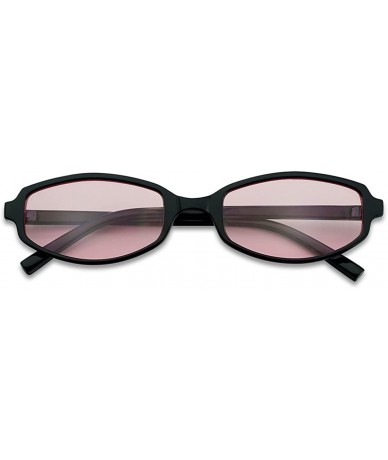 Oval 90's Retro Candy Colored Lens Sunglasses Slim Lightweight Plastic Vintage Style Frame Oval Shape - CT18GKONYZX $20.68