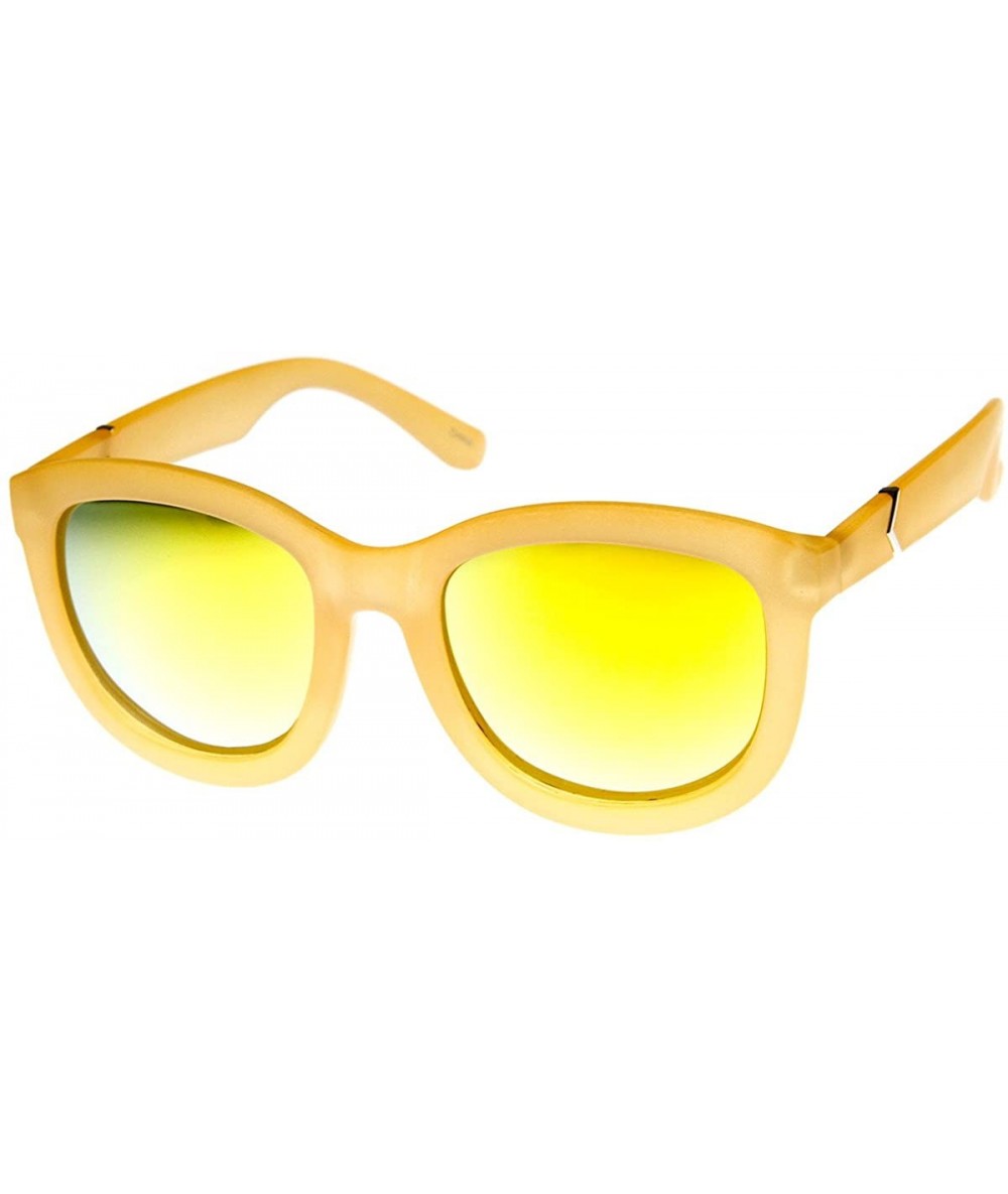 Wayfarer Frosted Frame Color Mirror Lens Bold Oversized Horn Rimmed Sunglasses (Peach Sun) - CM11FBCS8TJ $20.24