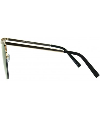 Rectangular Flat Top Metal Rim Color Mirror Lens Futuristic Rectangular Sunglasses - Gold Purple - CG17AZDEQT5 $23.70