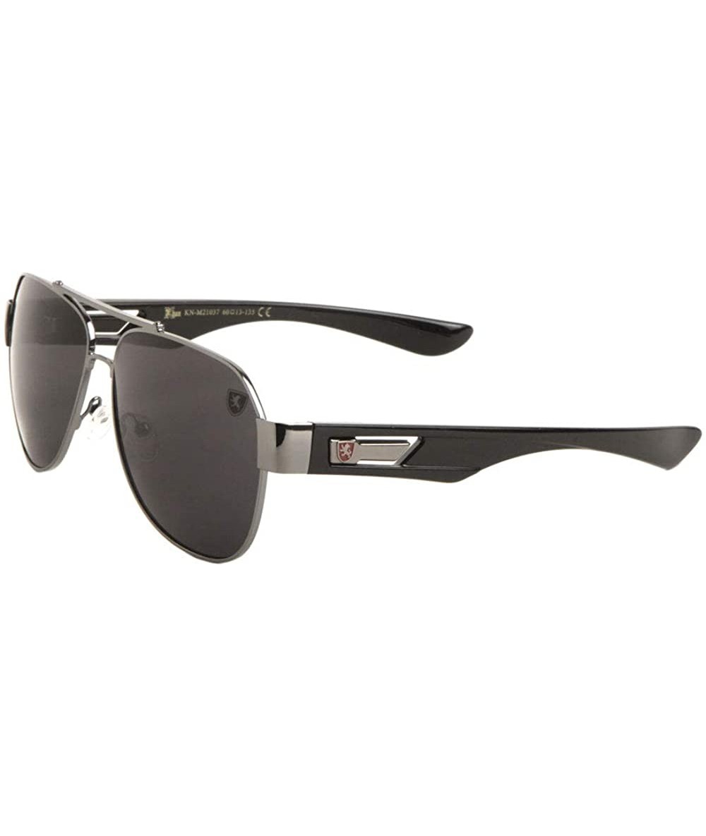 Aviator Thick Temple Plastic Cut Classic Aviator Sunglasses - Black Gunmetal - C4199ME7D7E $34.71