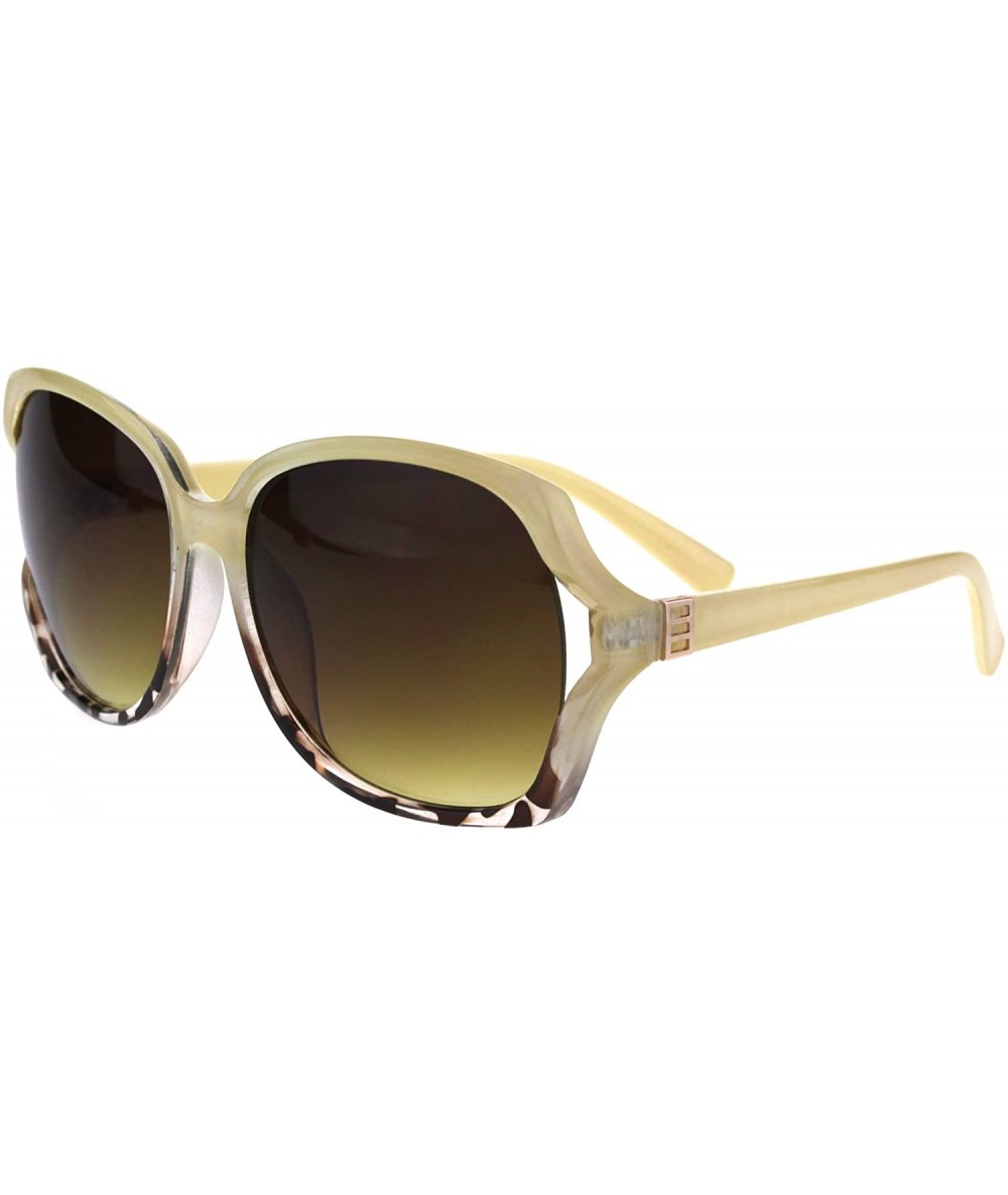 Butterfly Womens Fancy Stylish Rectangular Exposed Side Butterfly Sunglasses - Beige Tortoise Brown - C318GLYHUY3 $19.24