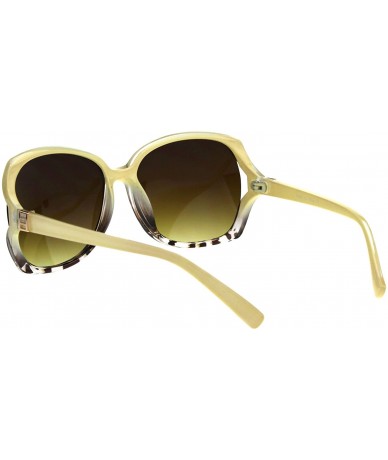 Butterfly Womens Fancy Stylish Rectangular Exposed Side Butterfly Sunglasses - Beige Tortoise Brown - C318GLYHUY3 $19.24