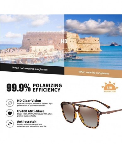 Square Men Women Square Polarized Mirror Sunglasses Vintage Driving Night Vision Sun Glasses Male UV400 - C3brown - CD199QCSZ...