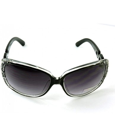 Oversized Vintage Thick Oversized Plastic Frame Womens Sunglasses UV 400 - Black W Crystals - CU18RMKH79Z $23.15