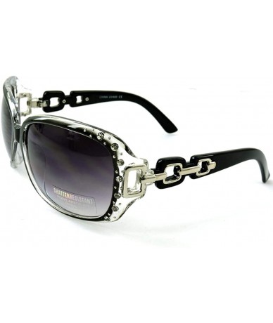 Oversized Vintage Thick Oversized Plastic Frame Womens Sunglasses UV 400 - Black W Crystals - CU18RMKH79Z $23.15